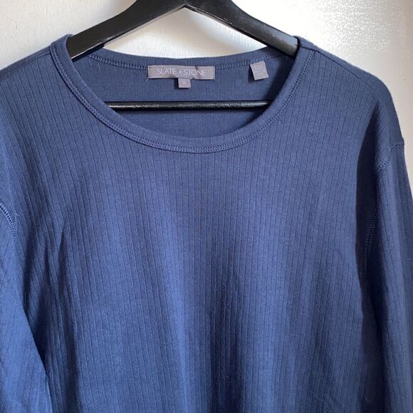 SLATE & STONE Navy Ribbed Long Sleeve TShirt-XL - Picture 3 of 9